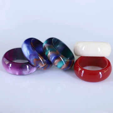 DAIIIBABYYY  -  New Trendy Big Round Acrylic Resin Rings Sets For Women Geometric Colorful Finger Ring For Girls Party Fashion Jewelry